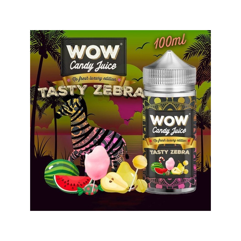 E LIQUIDE TASTY ZEBRA NO FRESH 100ML - WOW CANDY JUICE--alavape.com