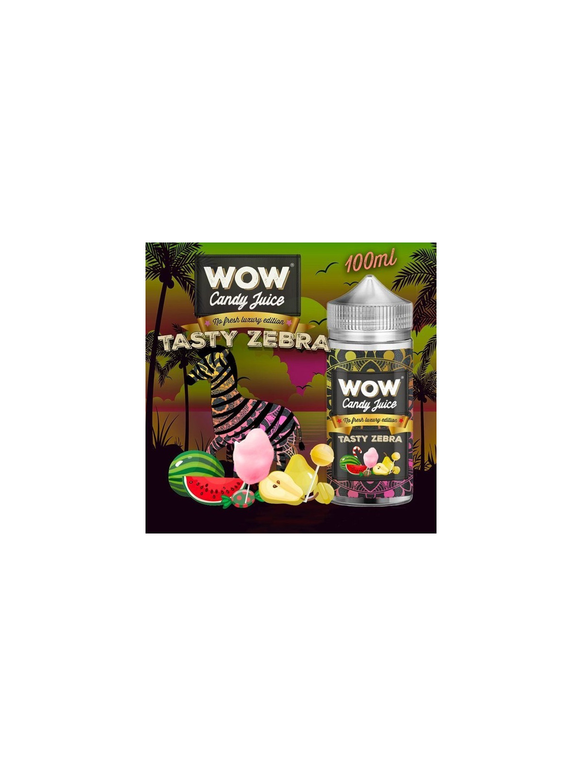 E LIQUIDE TASTY ZEBRA NO FRESH 100ML - WOW CANDY JUICE--alavape.com