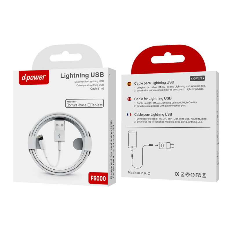 CÂBLE LIGHTNING IPHONE F6000 - D-POWER-Ecigarettes-alavape.com