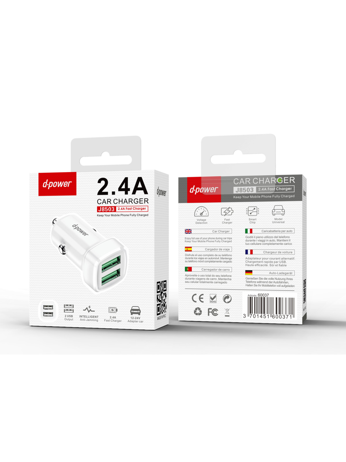 CAR CHARGER 2.4A ALLUME CIGARE J8503 - D-POWER-Ecigarettes-alavape.com