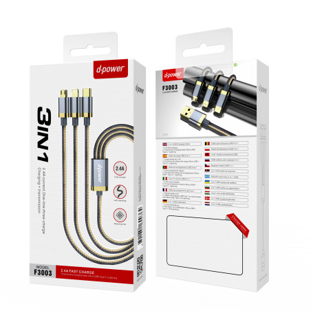 CÂBLE 3 EN 1 CHARGE RAPIDE F3003 - D-POWER-Ecigarettes-alavape.com