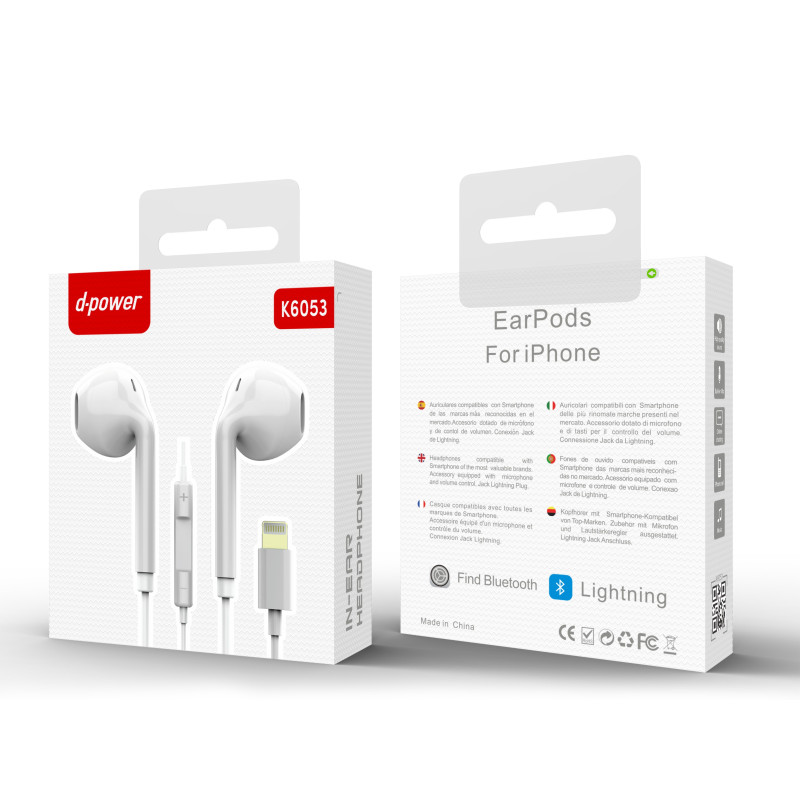 ECOUTEUR PRISE LIGHTNING IPHONE K6053 - D-POWER-Accessoires-alavape.com
