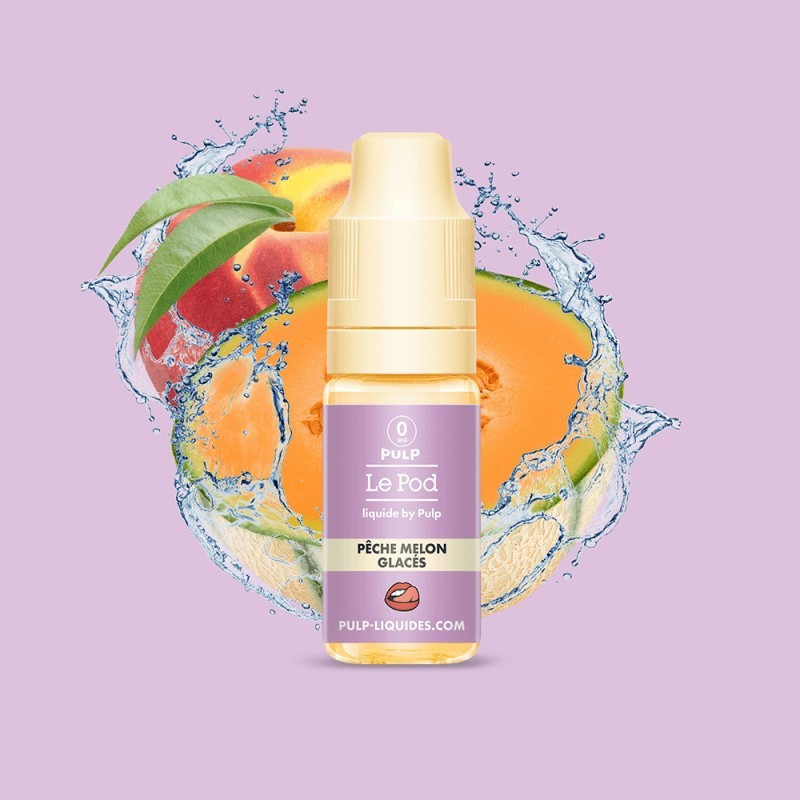 E-LIQUIDE LE POD LIQUIDE PÊCHE MELON GLACÉS SELS DE NICOTINE 10ML - PULP