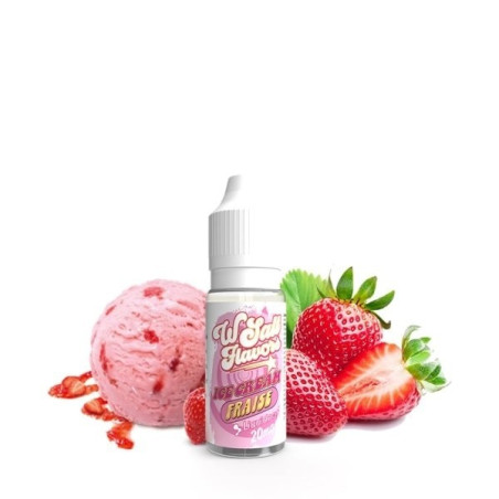 E-LIQUIDE WSALT FLAVORS ICE CREAM FRAISE SELS DE NICOTINE 10ML - LIQUIDEO