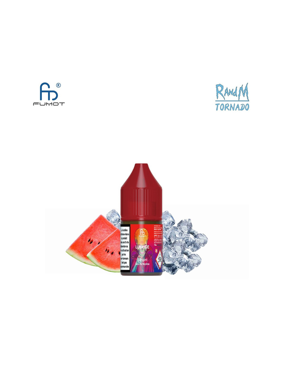 E-LIQUIDE TORNADO FUMOT LUSH ICE SELS DE NICOTINE 10ML - RANDM