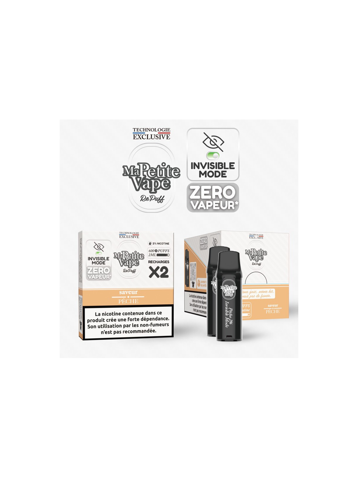 MA PETITE VAPE Cartouche Pêche /2Pcs