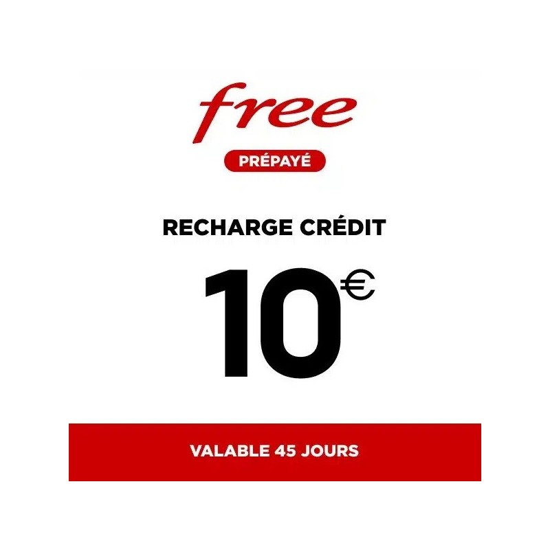 Recharge Crédit Sim 10€ Free / 10Pcs