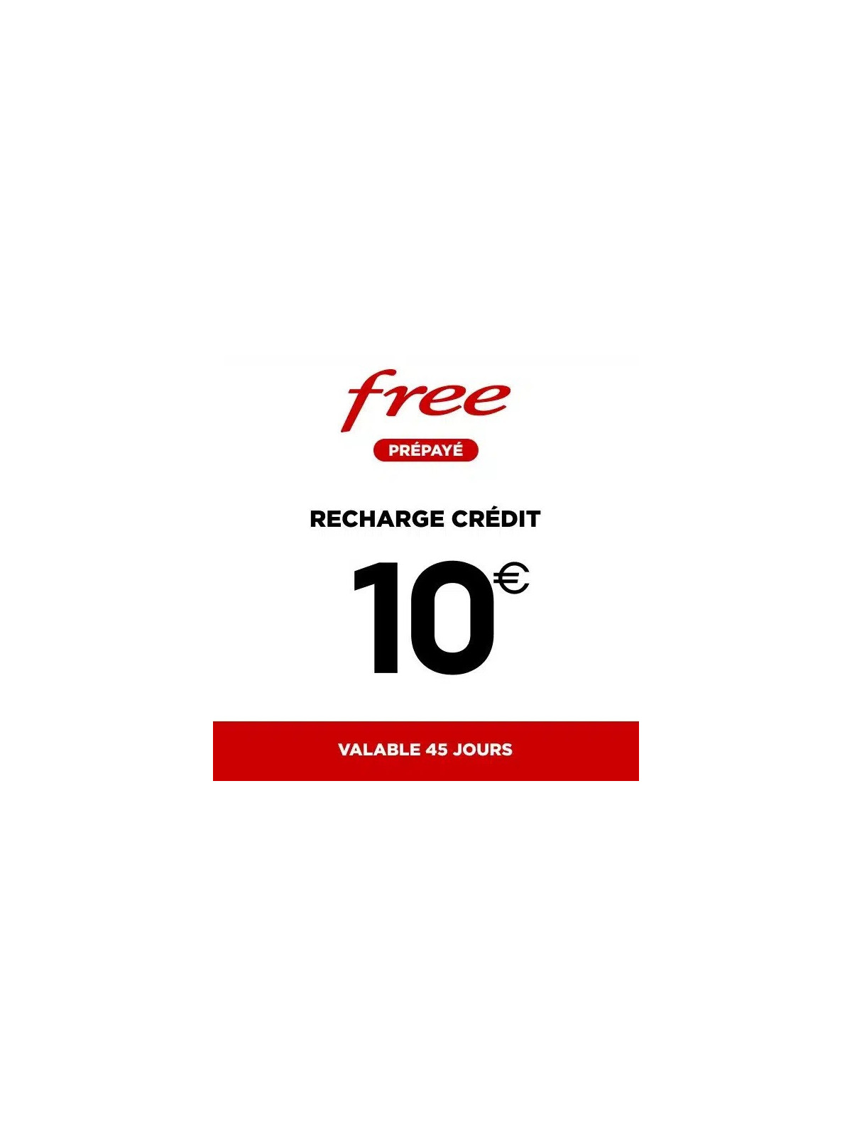 Recharge Crédit Sim 10€ Free / 10Pcs