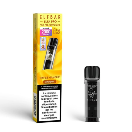 ELFBAR 600 Cartouche Triple Mangue / 2Pcs Elfa Pro ELFBAR