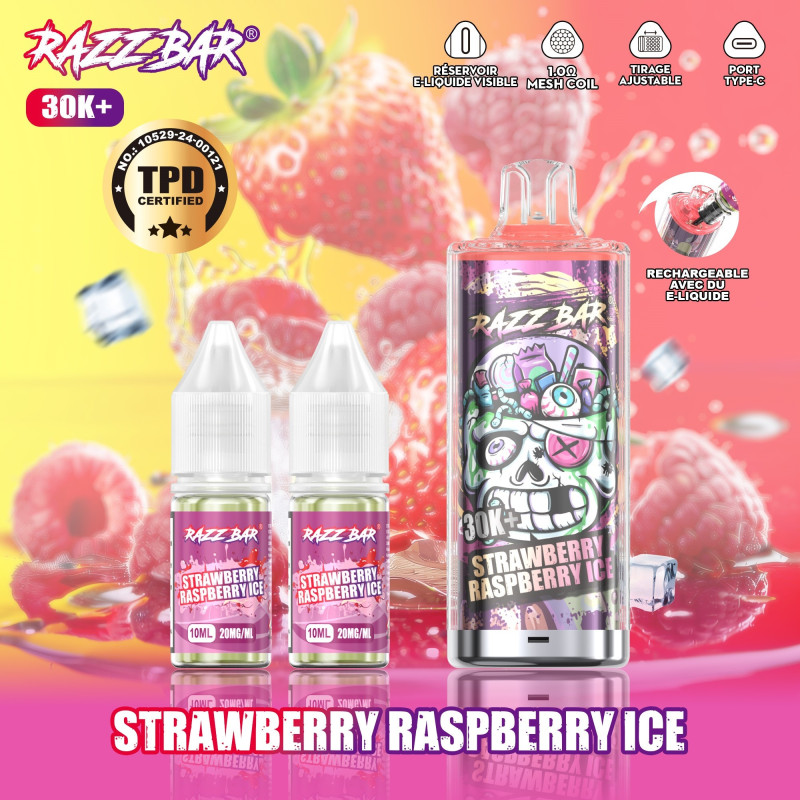 Razz Bar Strawberry Raspberry Ice 30K