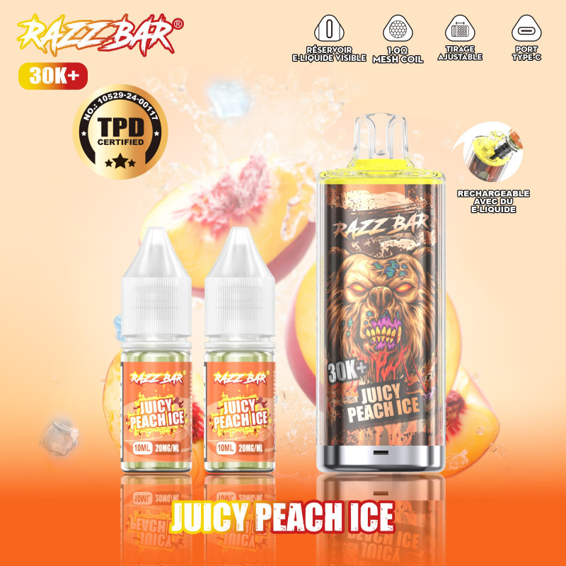 Razz Bar Juicy Peach Ice 30K