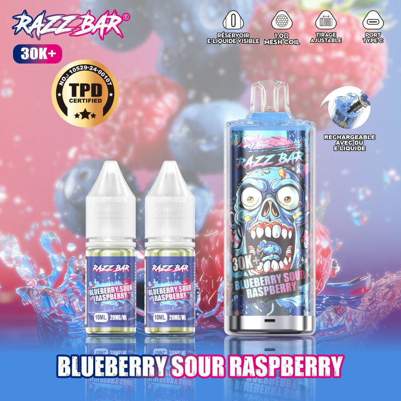 Razz Bar Blueberry Sour Raspberry 30K