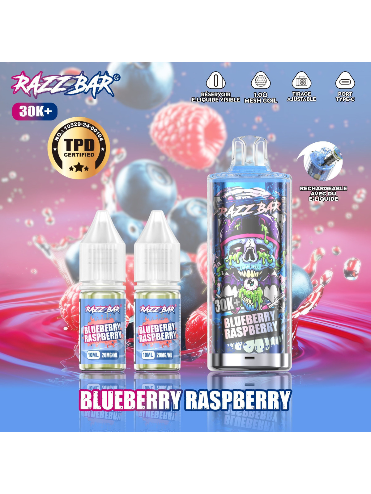Razz Bar Blueberry Raspberry 30K