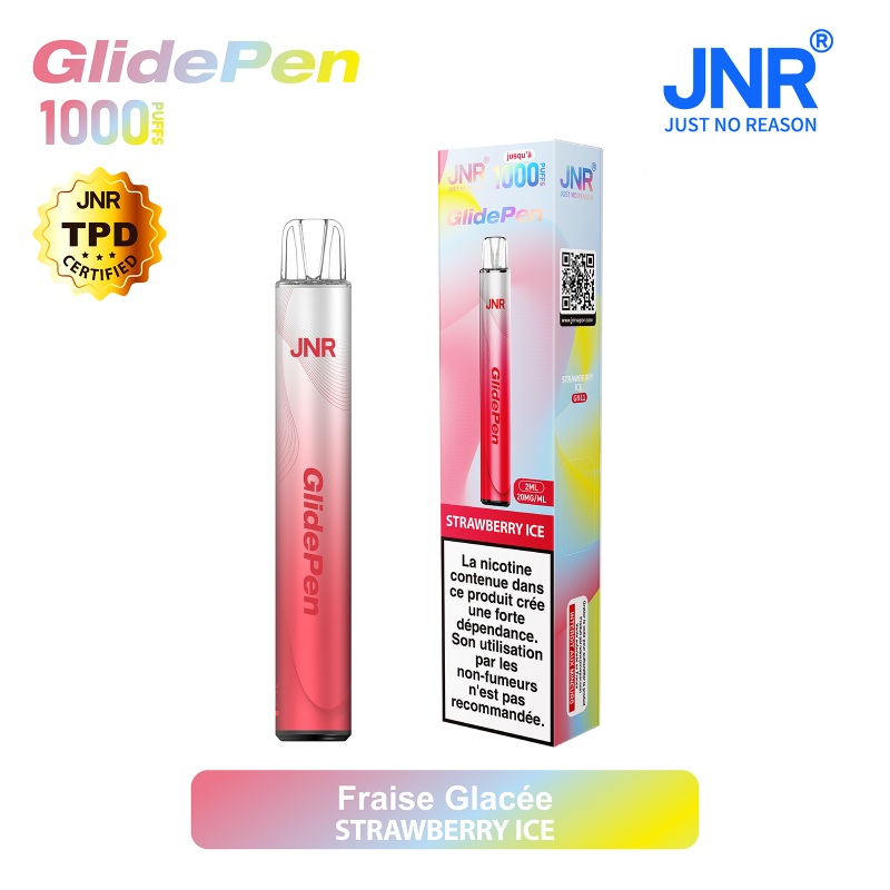 Strawberry Ice 1000 PUFFS - GLIDE PEN JNR Boite