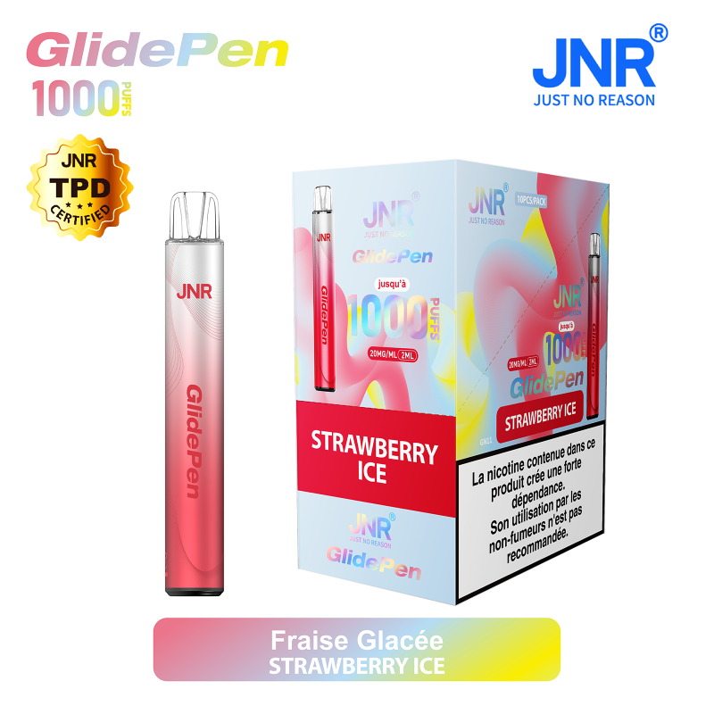 Strawberry Ice 1000 PUFFS - GLIDE PEN JNR Boite de regroupement