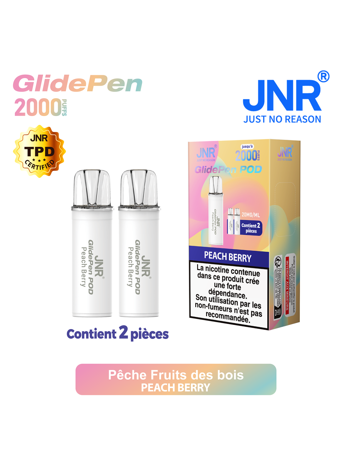 Cartouche Peach Berry / 2pcs 2000 PUFFS - GLIDE PEN JNR