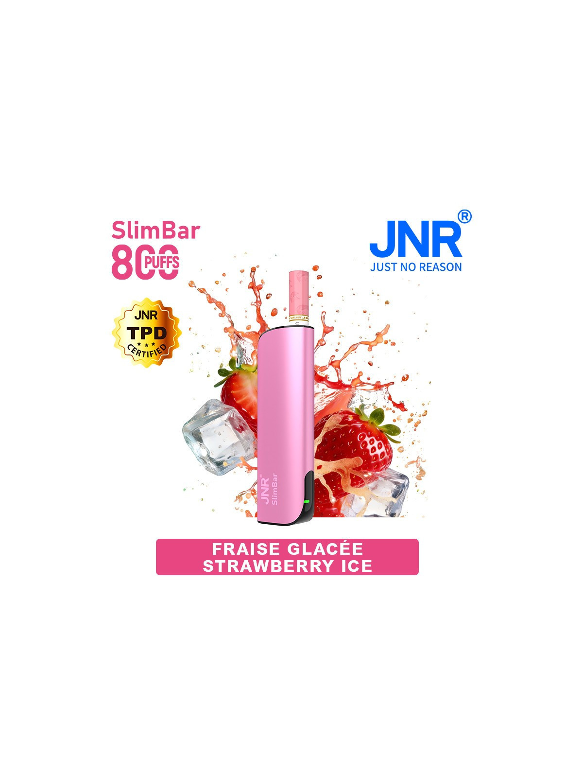 Kit Strawberry Ice 800 PUFFS - SlimBar JNR