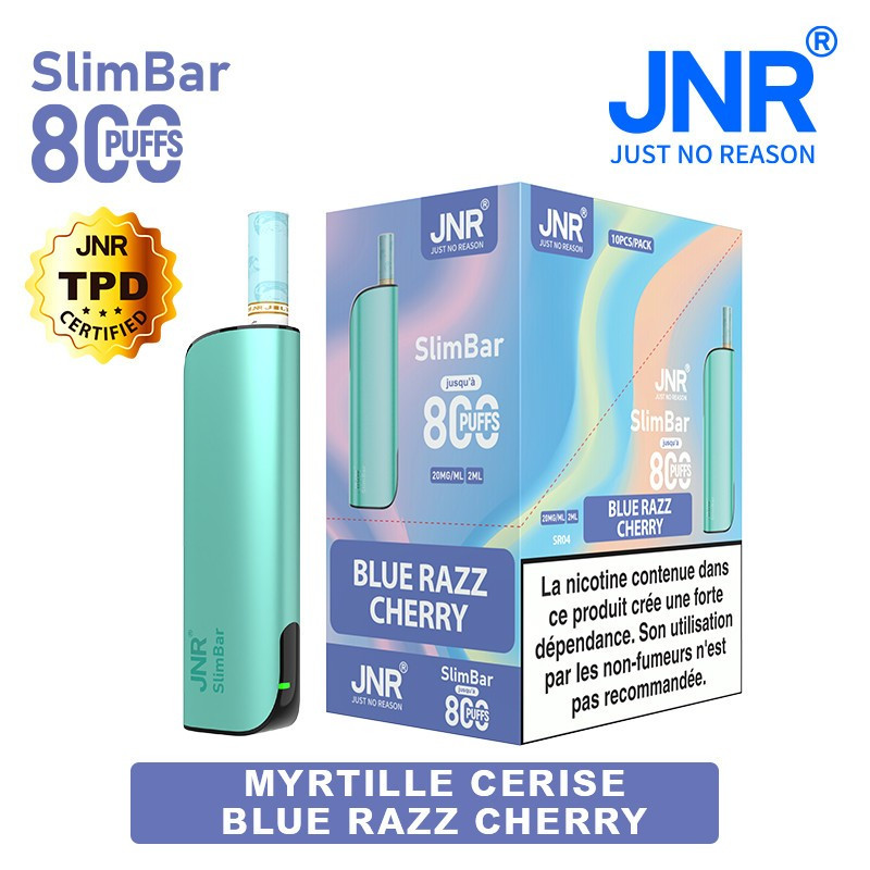 Kit Blue Razz Cherry 800 PUFFS - SlimBar JNR Boite de regroupement