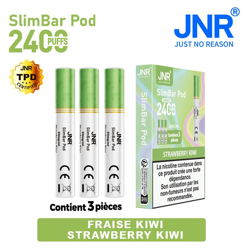 Cartouche Strawberry Kiwi / 3pcs 2400 PUFFS - SLIMBAR JNR Boite