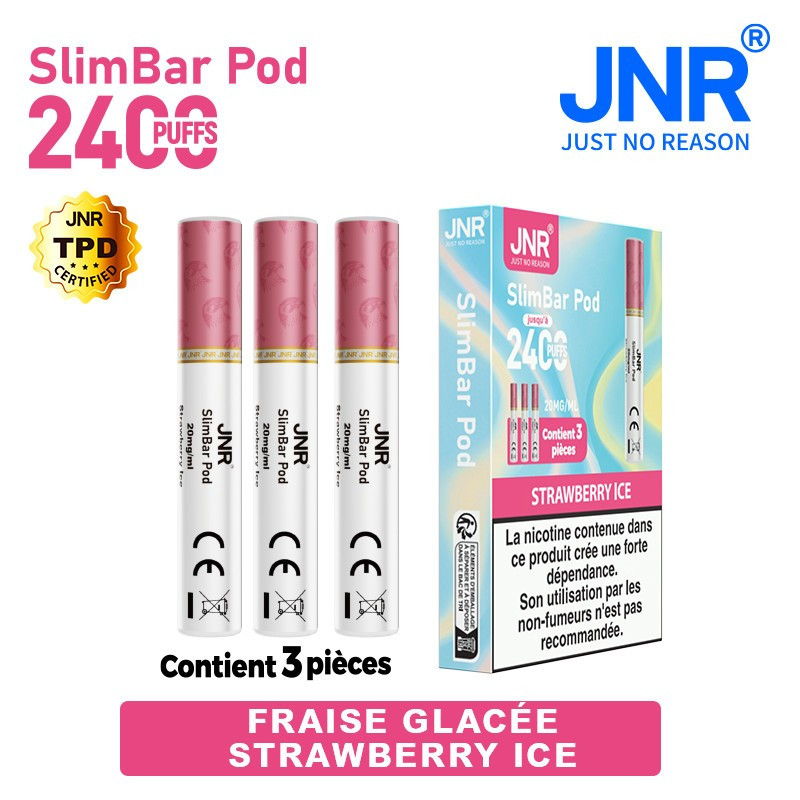 Cartouche Strawberry Ice / 3pcs 2400 PUFFS - SLIMBAR JNR Boite