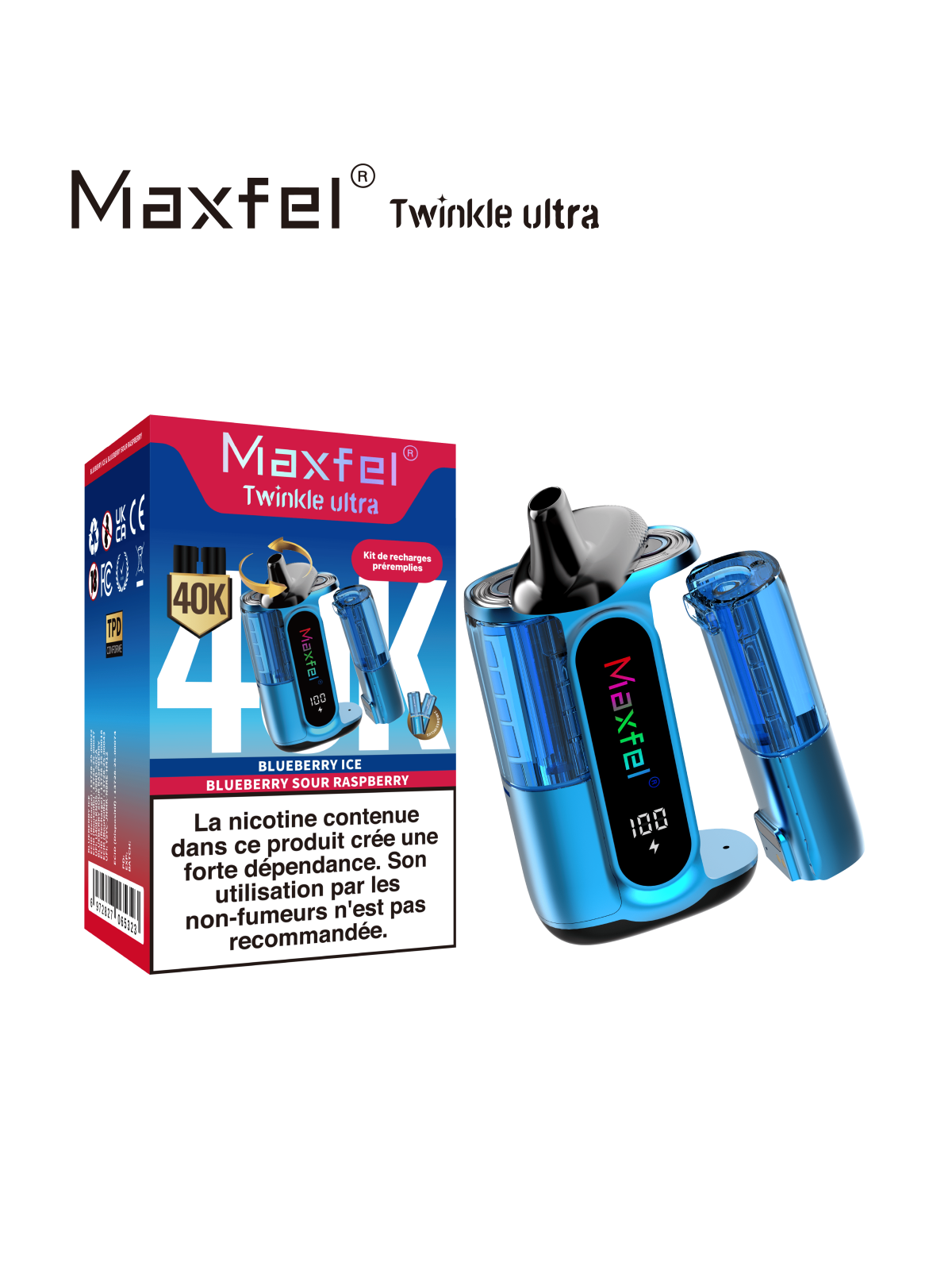 Blueberry Ice + Blueberry Sour Raspberry 40K - Twinkle Ultra Maxfel