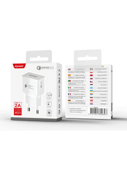 D-POWER Chargeur Secteur USB 3A Charge Rapide