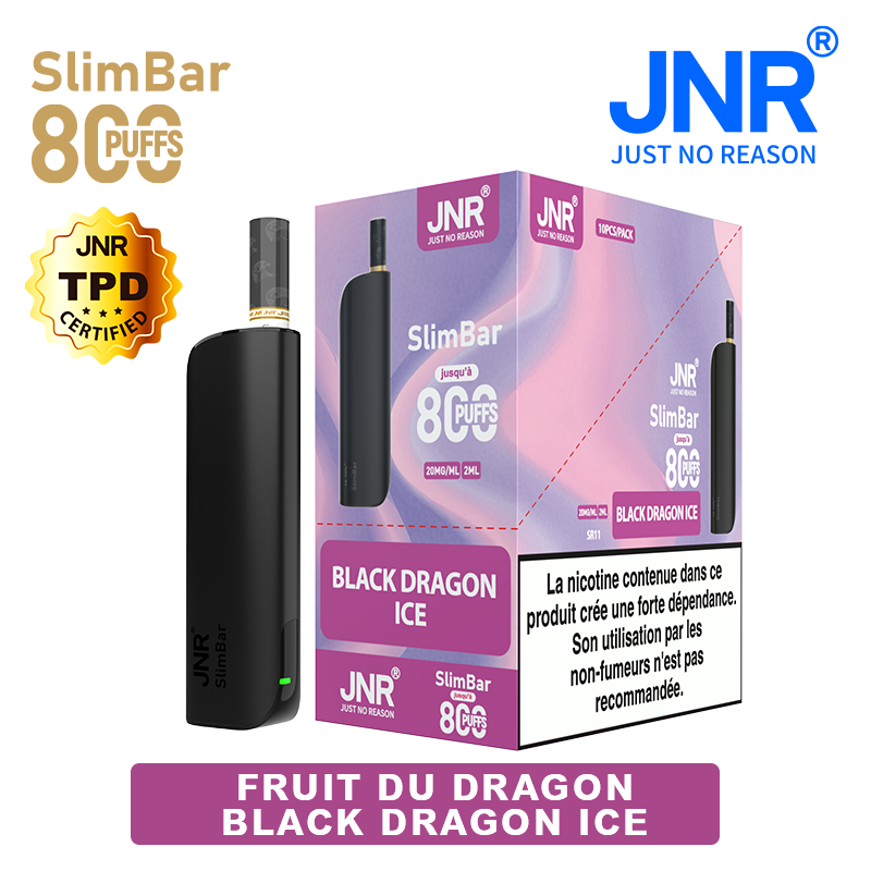 Black Dragon Ice 800 PUFFS - SlimBar JNR Boite de regroupement
