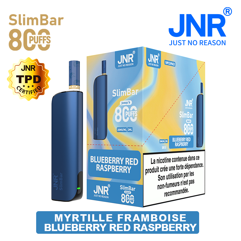 Blueberry Red Raspberry 800 PUFFS - SlimBar JNR Boite de regroupement