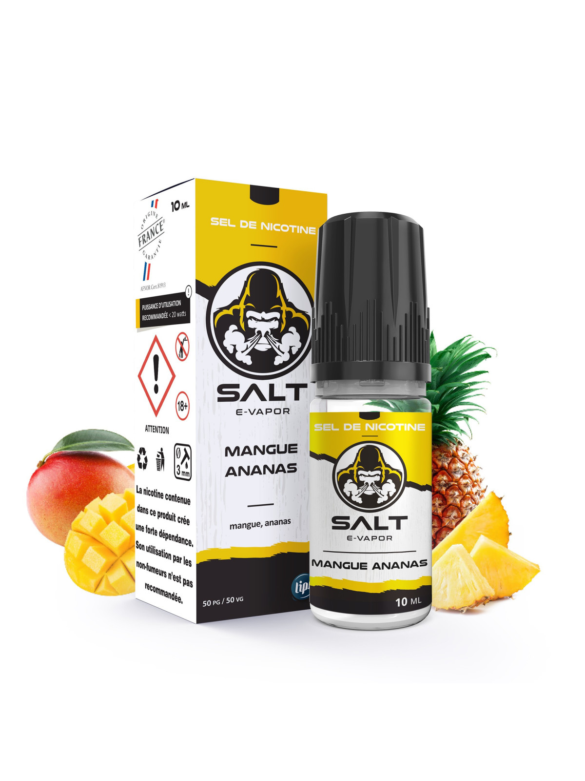 E LIQUIDE SALT-E-VAPOR MANGUE ANANAS 10ML SEL DE NICOTINE - LIPSVAPE--alavape.com