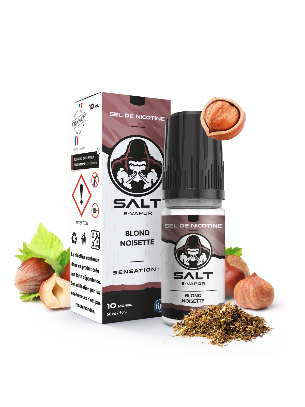 E LIQUIDE SALT-E-VAPOR BLOND NOISETTE 10ML SEL DE NICOTINE - LIPSVAPE--alavape.com