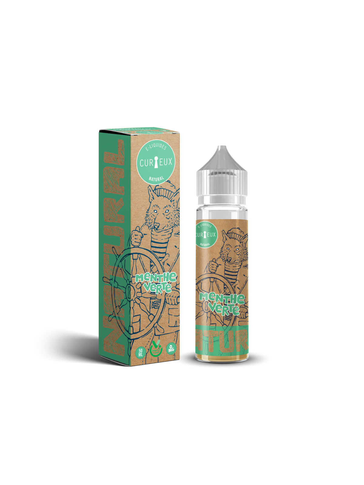 E LIQUIDE NATURAL MENTHE VERTE 50ML - CURIEUX--alavape.com
