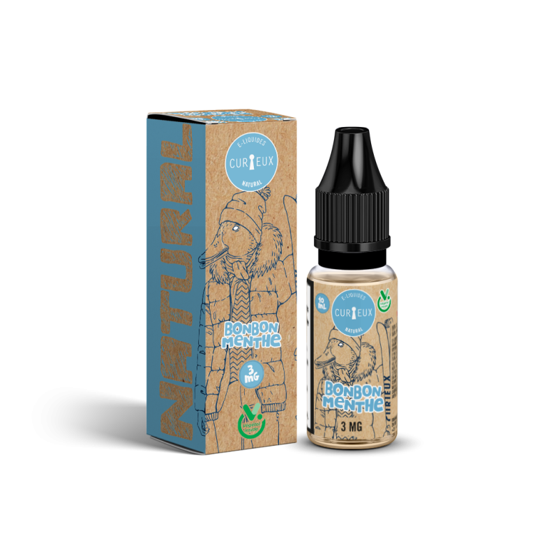 E LIQUIDE NATURAL BONBON MENTHE 10ML - CURIEUX--alavape.com