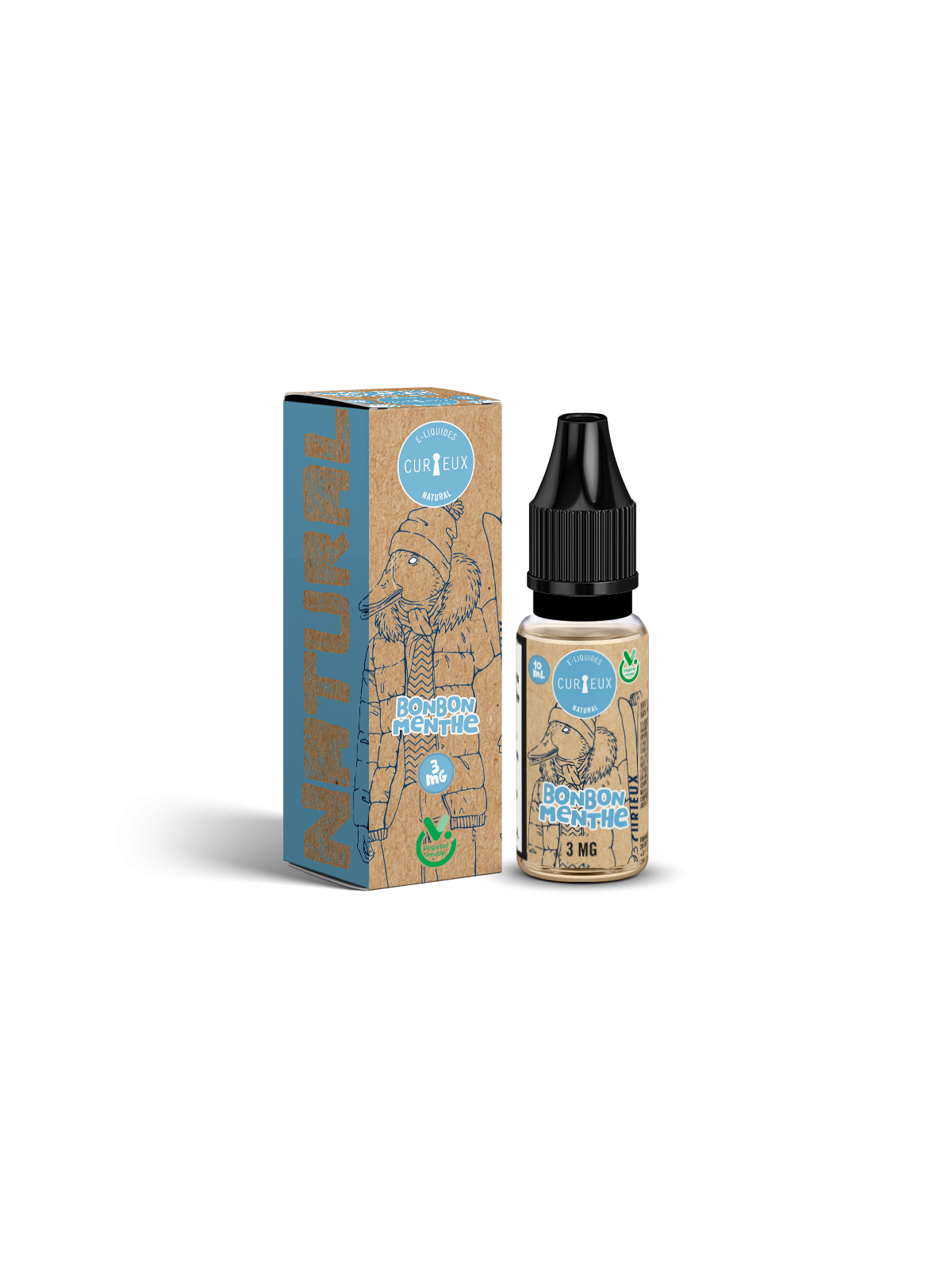 E LIQUIDE NATURAL BONBON MENTHE 10ML - CURIEUX--alavape.com